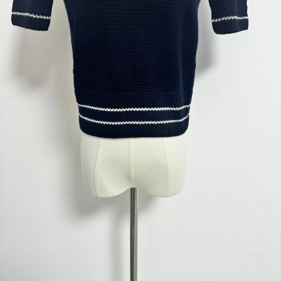 Christian Dior Short-Sleeved Sweater Navy Blue Cashmere and Wool Knit - Picture 4 of 10